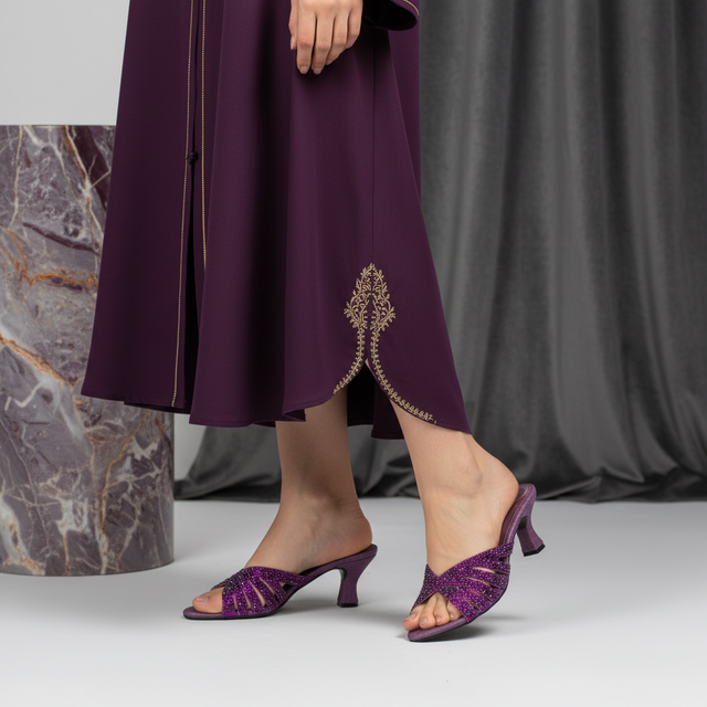Purple 3in Flared Heel Pointed Toe Sandals | S182H-PRP