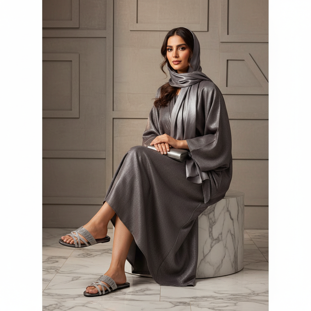 Amna Grey Flat Comfortable Slippers | S202F-GR