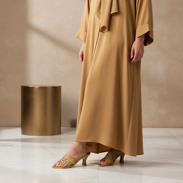 Bronze 3in Flared Heel Simple Mule Sandals | S203H-BRZ