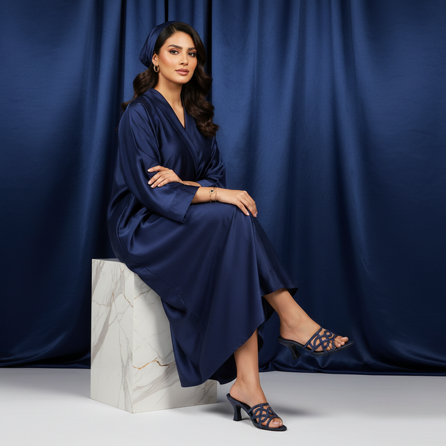 Navy Blue 3in Flared Heel Simple Mule Sandals | S203H-NVY