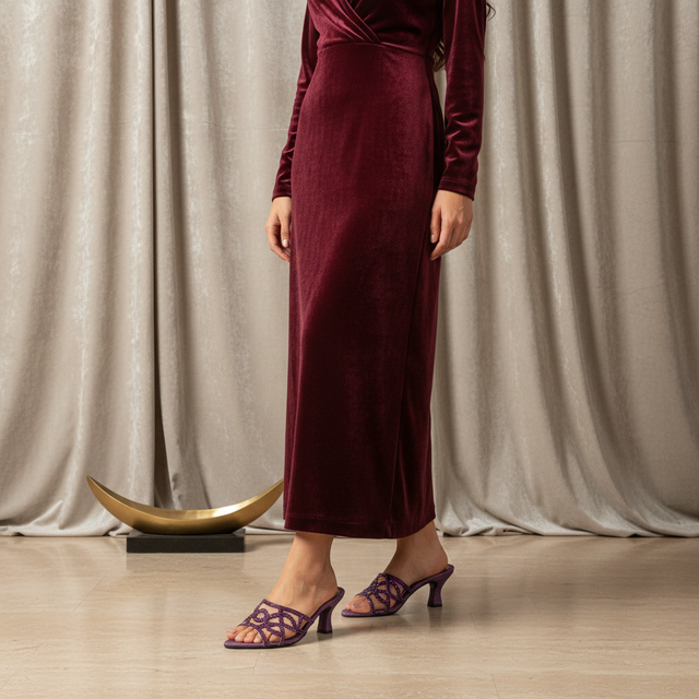 Purple 3in Flared Heel Simple Mule Sandals | S203H-PRP