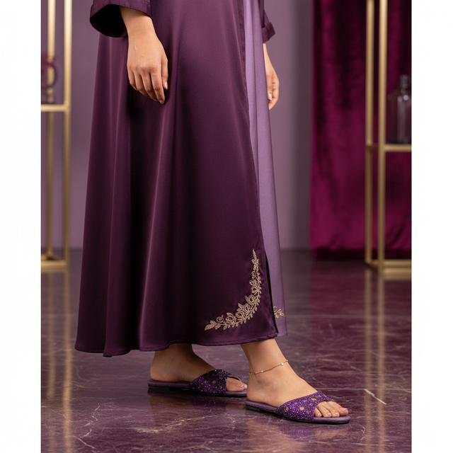 Reem Purple Flat Patterned Slippers | S207F-PRP