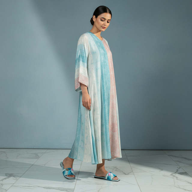 Hala Baby Blue Flat Textured Slip-Ons | S212F-BBL