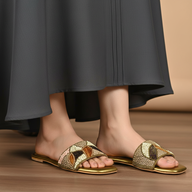Hala Bronze Flat Textured Slip-Ons | S212F-BRZ
