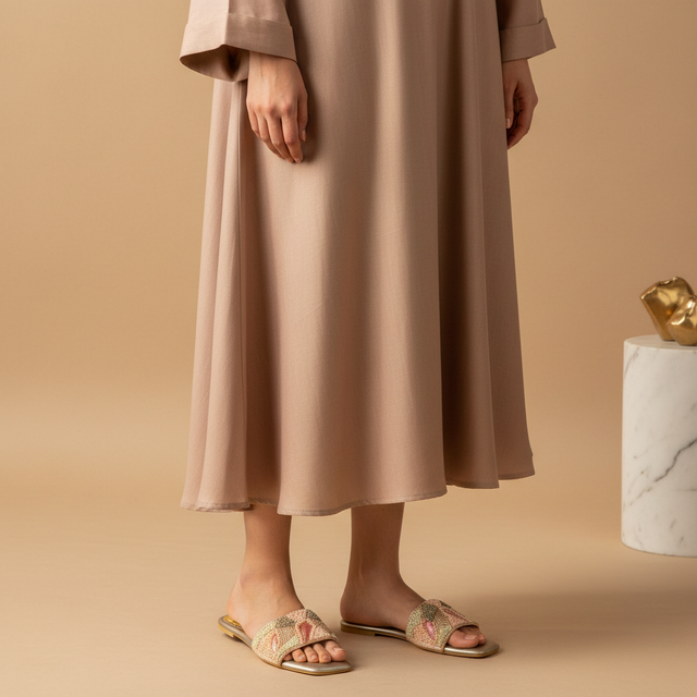 Hala Rose Flat Textured Slip-Ons | S212F-R