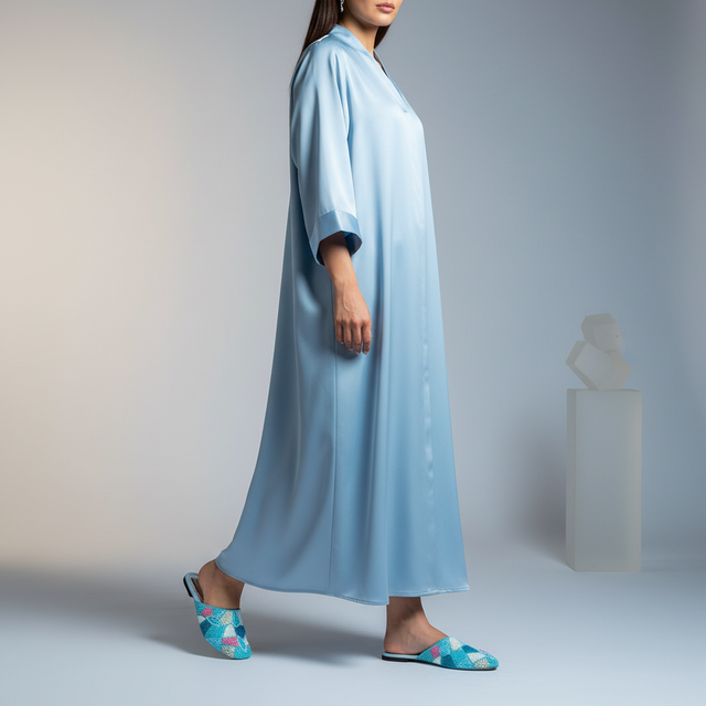 Baby Blue Flat Textured Slippers | S213F-BBL