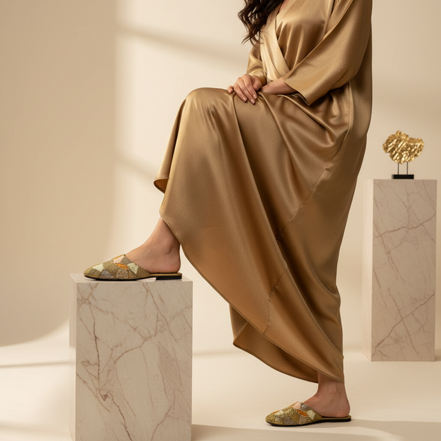 Bronze Flat Textured Slippers | S213F-BRZ