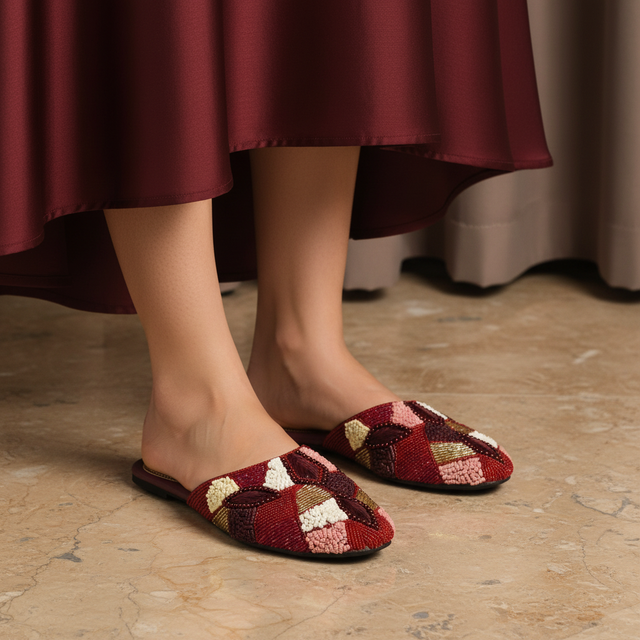 Maroon Flat Textured Flats | S213F-MAR
