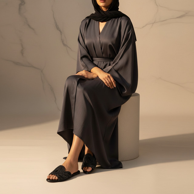 Black Flat Natural Design Slippers | S214F-B