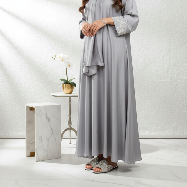 Silver Flat Natural Design Slippers | S214F-S