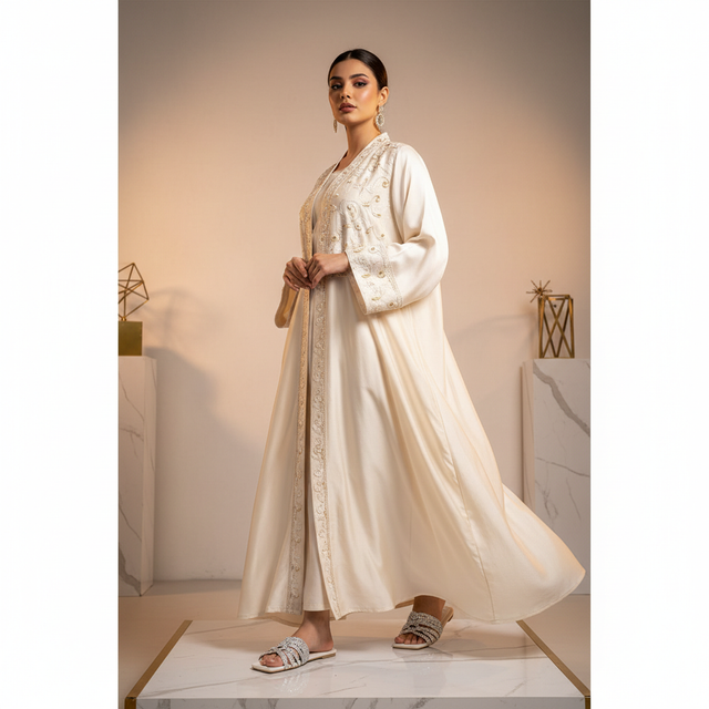 White Flat Crystal Embellished Slippers | S232F-W