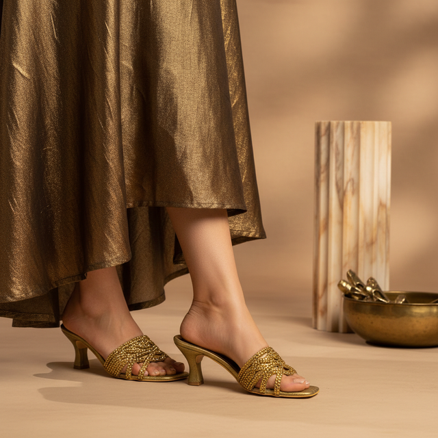 Bronze 3in Flared Heel Unique Sandals | S233H-BRZ