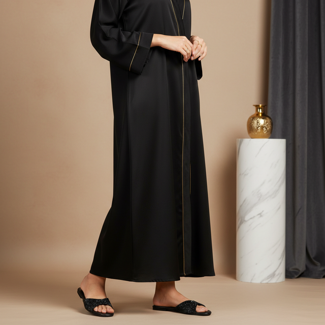 Zahra Black Flat Droplet Style Slippers | S236F-B