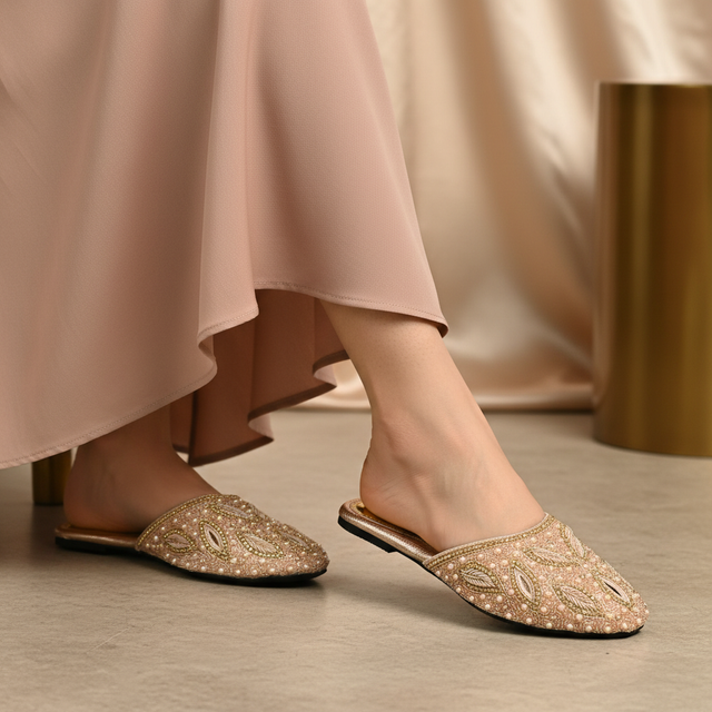 Rose Flat Natural Design Slip-Ons | S247F-R