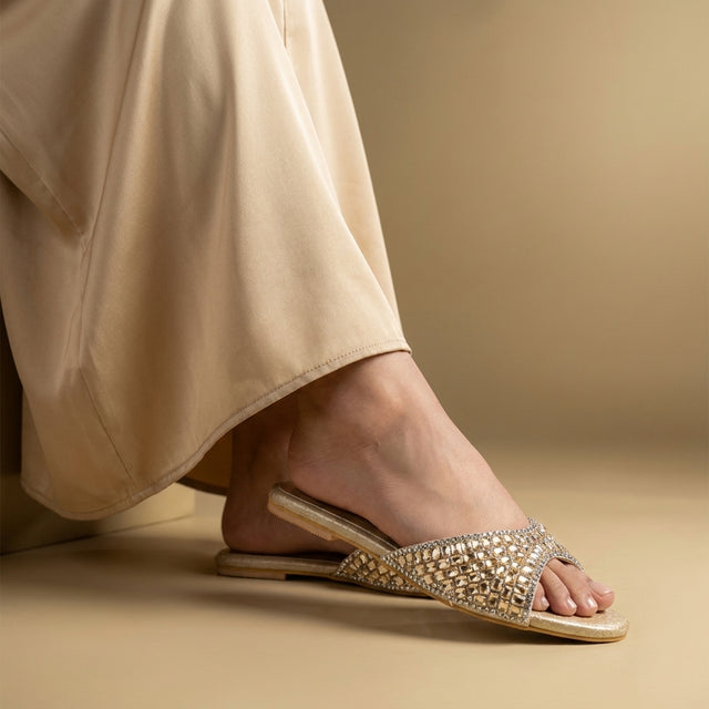 Haya Gold Flat Brilliant Slides | S250FF-G
