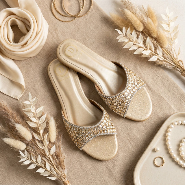 Haya Gold Flat Brilliant Slides | S250FF-G