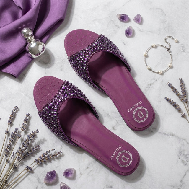 Haya Purple Flat Brilliant Slides | S250FF-PRP