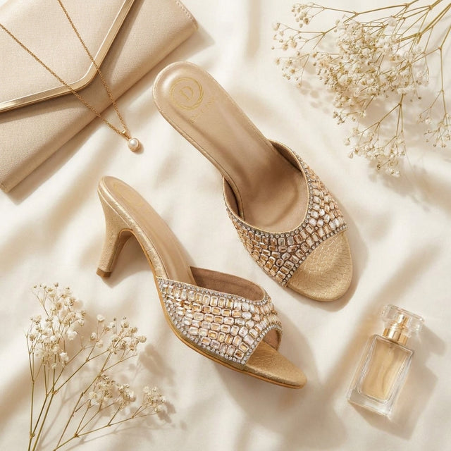 Haya Gold 3in Stiletto Heel Brilliant Sandals | S250H-G