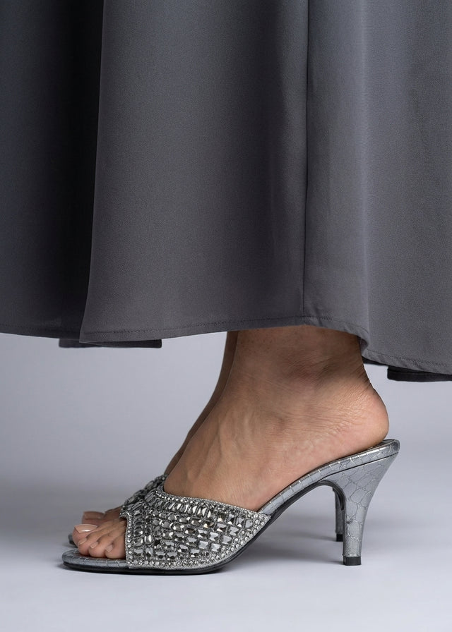 Haya Grey 3in Stiletto Heel Brilliant Sandals | S250H-GR