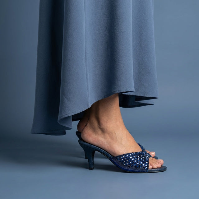 Haya Navy Blue 3in Stiletto Heel Brilliant Sandals | S250H-NVY