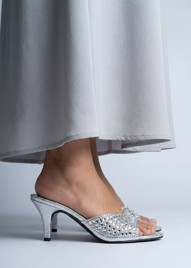 Haya Silver 3in Stiletto Heel Brilliant Sandals | S250H-S