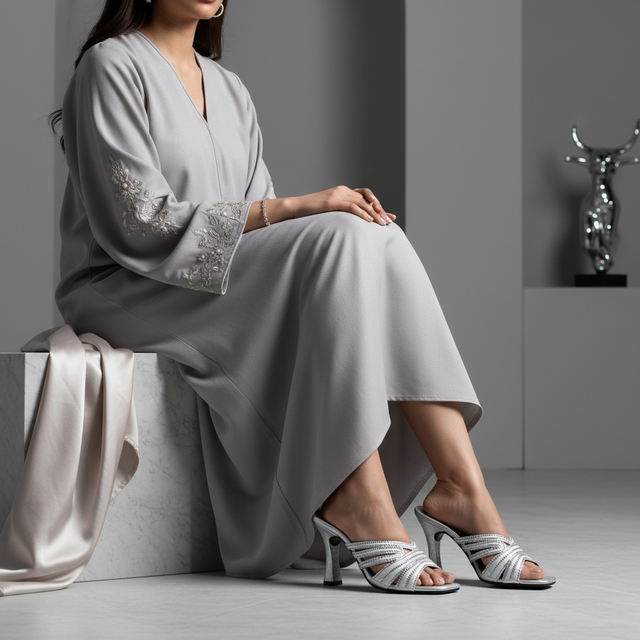 Silver 4in Flared Heel Cloth Material Sandals | S262H-S