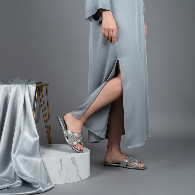 Grey Flat Two Tone Slides | S264F-GR