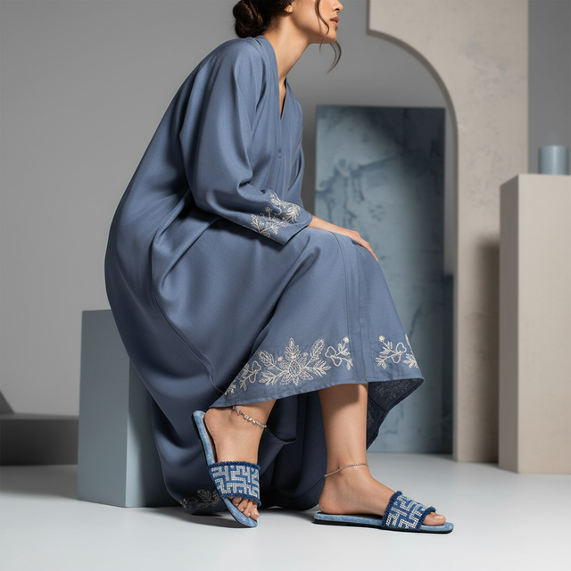 Blue Flat Maze Pattern Slides | S266F-BLU