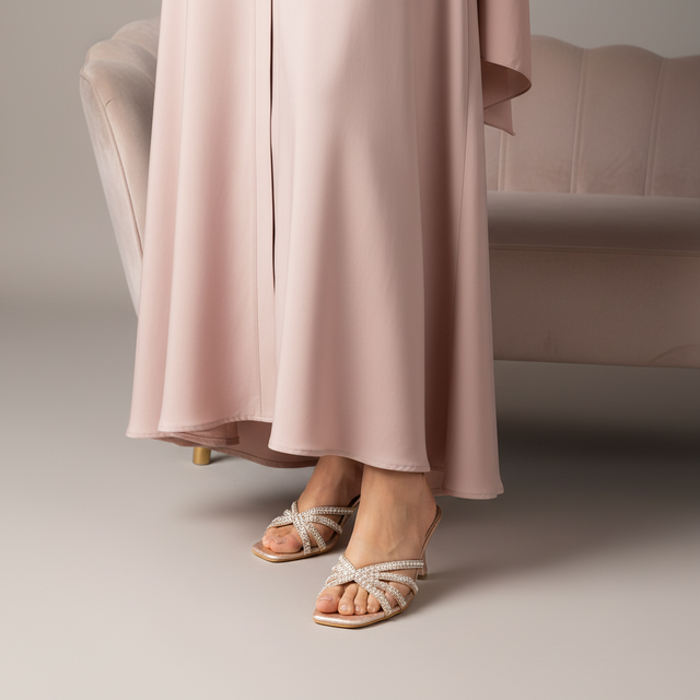 Rose 3in Flared Heel Pearl Design Mule Sandals | S273H-R