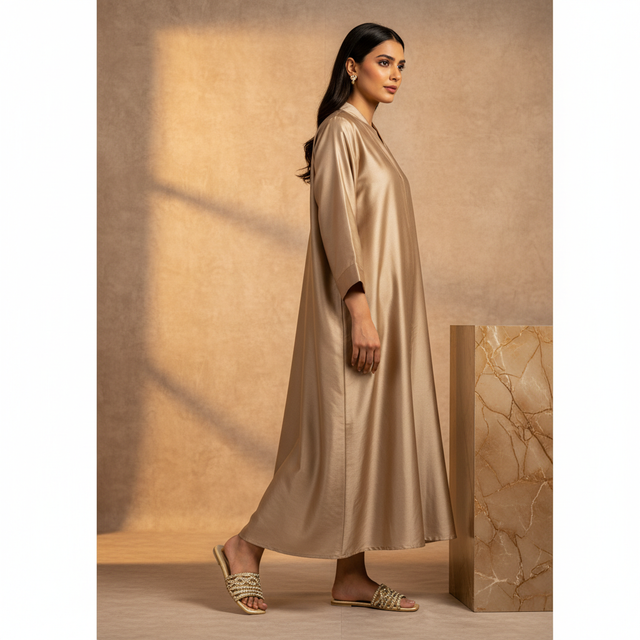Najma Gold Flat Pearl Design Slip-Ons | S275F-G