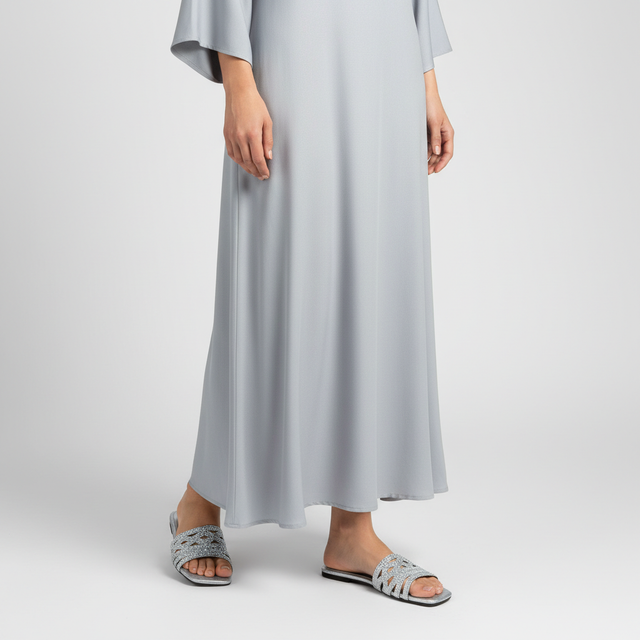 Najma Silver Flat Pearl Design Slip-Ons | S275F-S