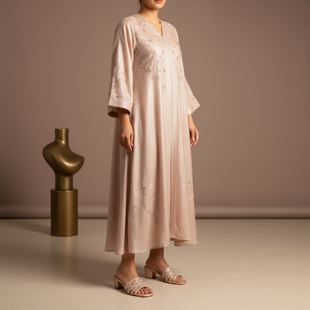 Najma Rose 2in Block Heel Pearl Design Sandals | S275H-R