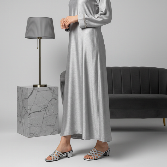 Silver 2in Block Heel Chic Mule Sandals | S284H-S