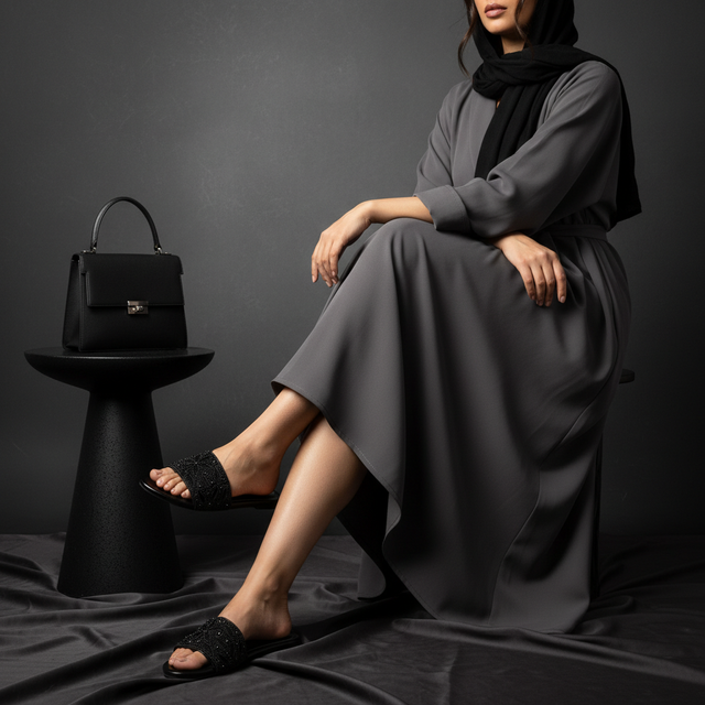 Black Flat Authentic Slippers | S304F-B