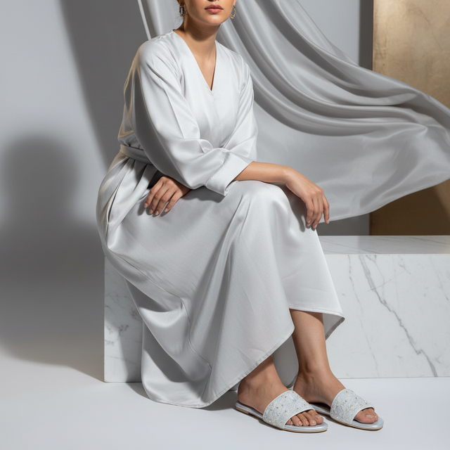 Silver Flat Authentic Slippers | S304F-S