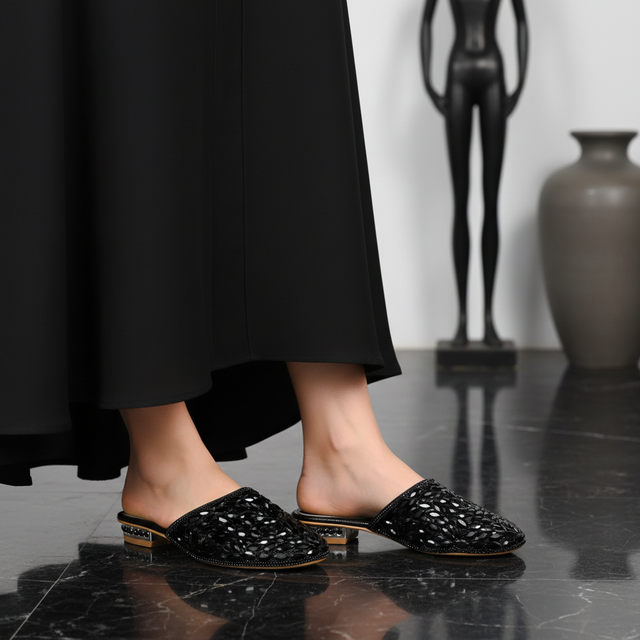 Black Flat Glamorous Slip-Ons | S310F-B