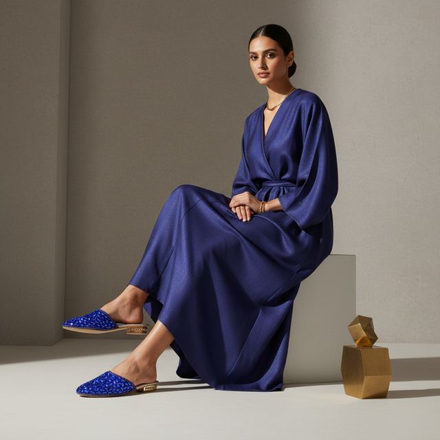 Blue Flat Glamorous Slip-Ons | S310F-BLU