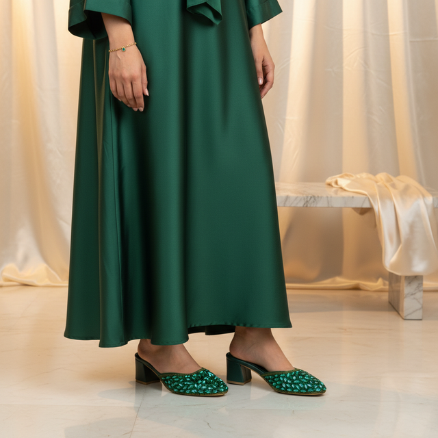 Green 2in Sculpted Block Heel Glamorous Sandals | S310H-GRN