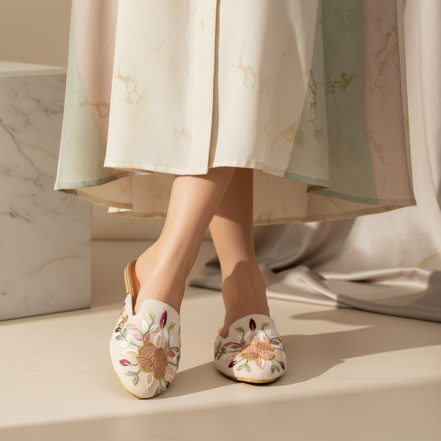 Rose Flat Floral Pattern Slip-Ons | S311F-R