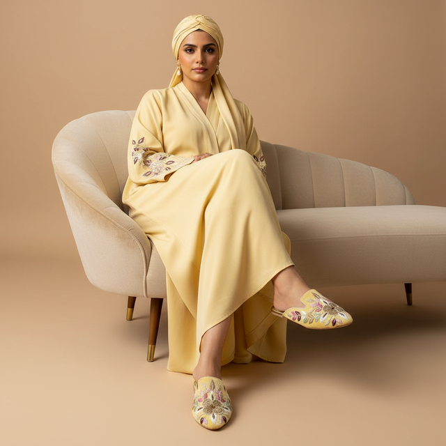 Yellow Flat Floral Pattern Slip-Ons | S311F-Y