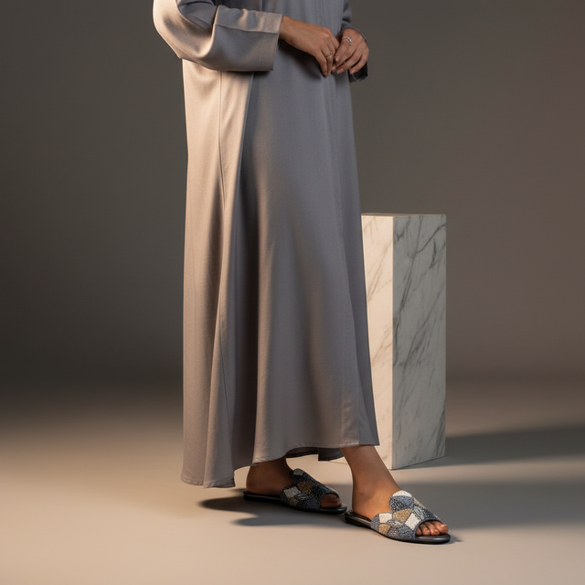 Grey Flat Textured Slides | S313F-GR