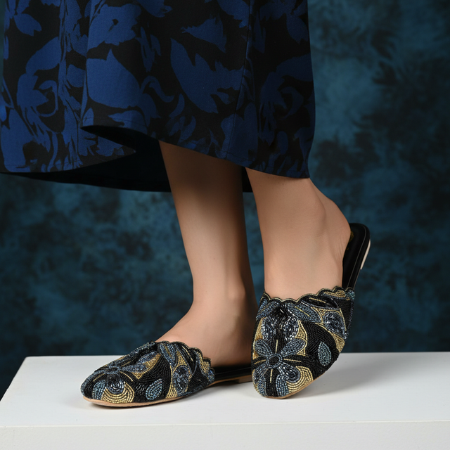 Black Flat Comfortable Slides | S321F-B