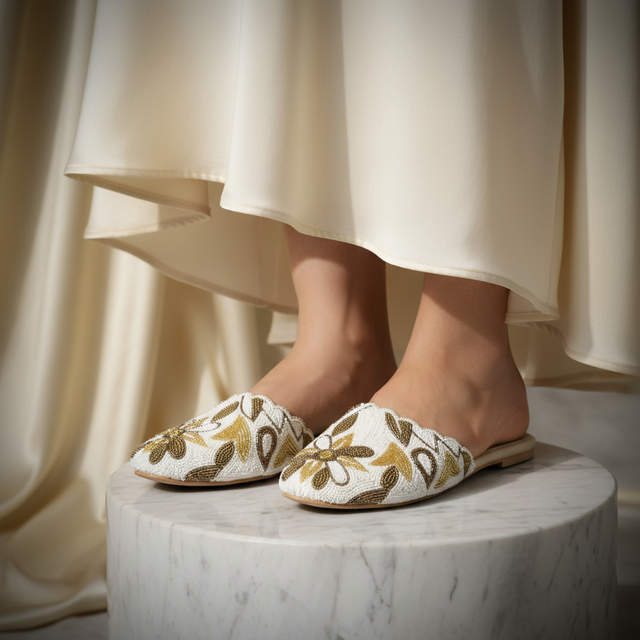 Cream Flat Comfortable Slides | S321F-C