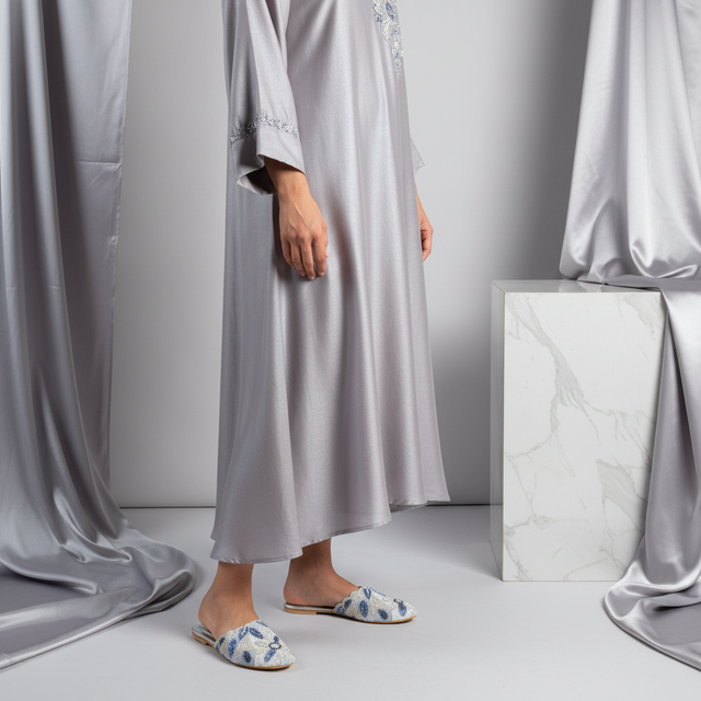 Silver Flat Comfortable Slides | S321F-S