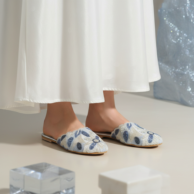 Silver Flat Comfortable Slides | S321F-S