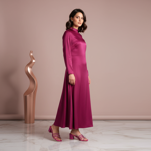 Pink 2in Sculpted Block Heel Artisan-Made Slip-On Sandals | S324H-P