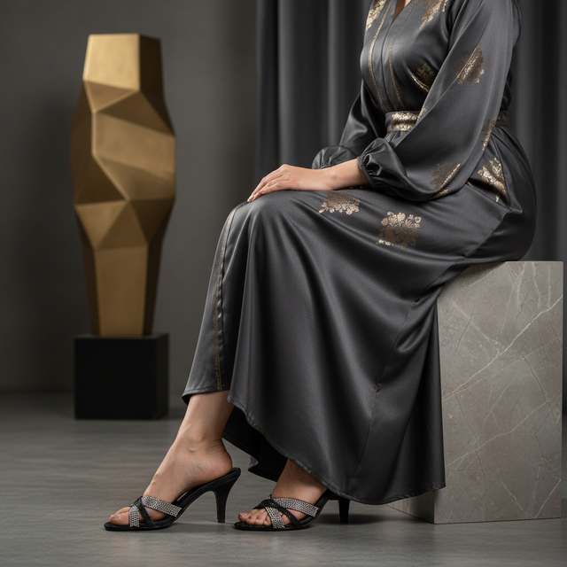 Black 3in Stiletto Heel Two Tone Silky Sandals | S325H-B