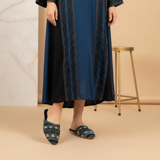 Black Flat Traditional Mosaic Slides | S326F-B