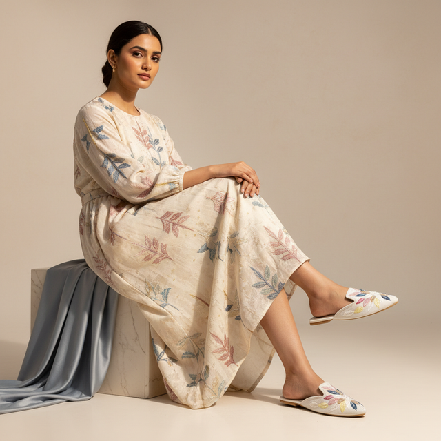 Cream Flat Handcrafted Flats | S327F-C