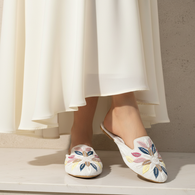 Cream Flat Handcrafted Flats | S327F-C